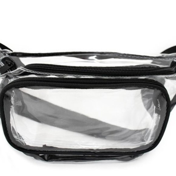 Clear/ Transparent Men's Belt Bag/ Waist Bag- Black Accents - Picture 4 of 8